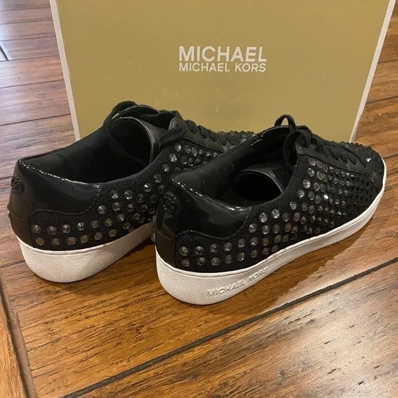 EUC Michael Kors jet black Studded Sneakers