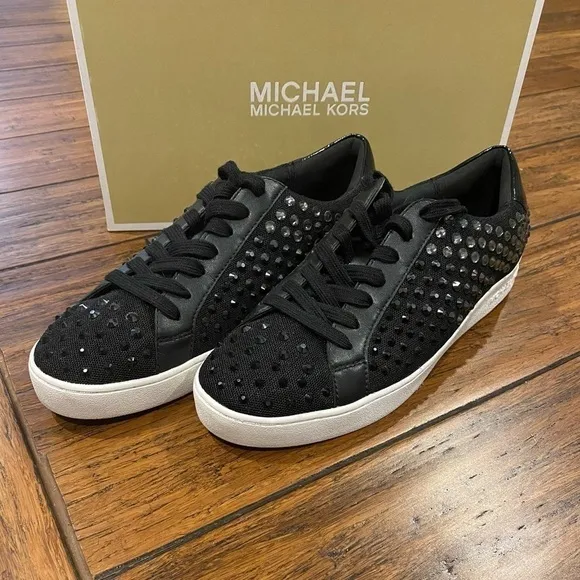 EUC Michael Kors jet black Studded Sneakers
