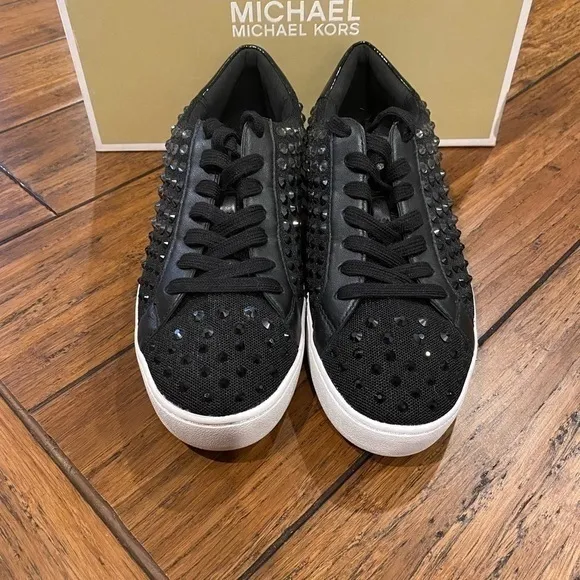 EUC Michael Kors jet black Studded Sneakers