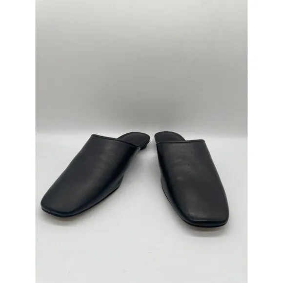 Everlane The Day Mule Womens 7 Slip On Flats Black Leather Slides Minimalist