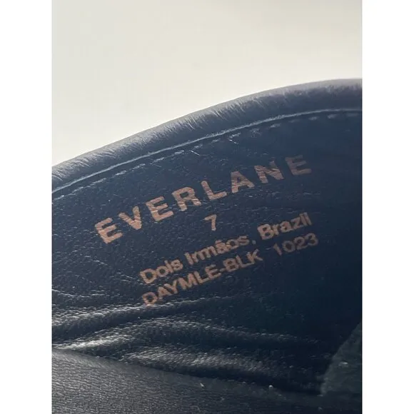 Everlane The Day Mule Womens 7 Slip On Flats Black Leather Slides Minimalist
