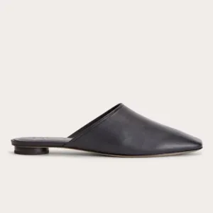 Everlane The Day Mule Womens 7 Slip On Flats Black Leather Slides Minimalist
