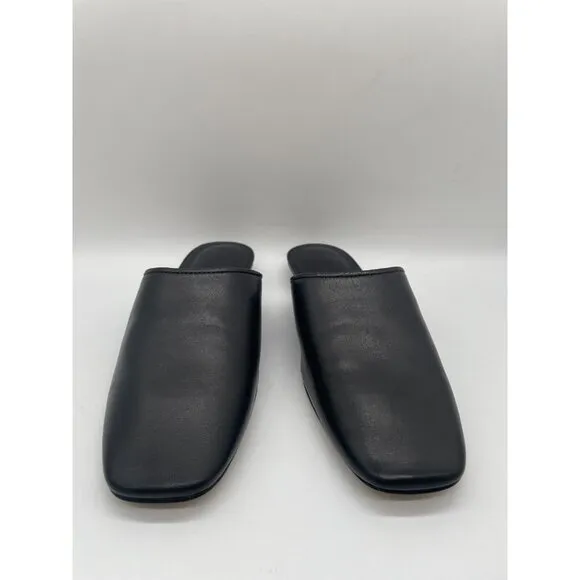 Everlane The Day Mule Womens 7 Slip On Flats Black Leather Slides Minimalist