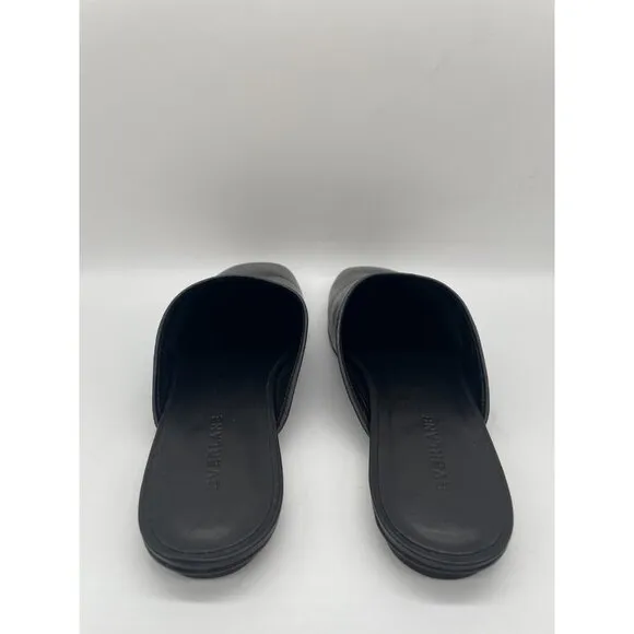 Everlane The Day Mule Womens 7 Slip On Flats Black Leather Slides Minimalist