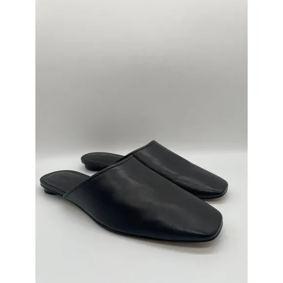 Everlane The Day Mule Womens 7 Slip On Flats Black Leather Slides Minimalist