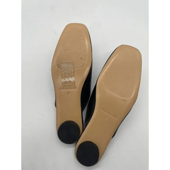 Everlane The Day Mule Womens 7 Slip On Flats Black Leather Slides Minimalist