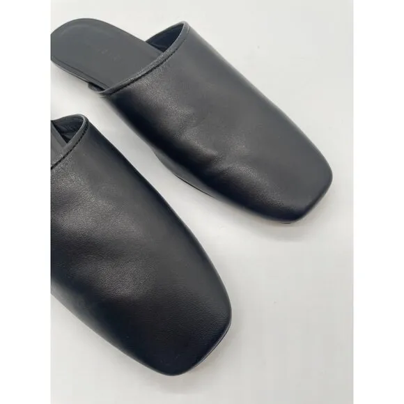 Everlane The Day Mule Womens 7 Slip On Flats Black Leather Slides Minimalist