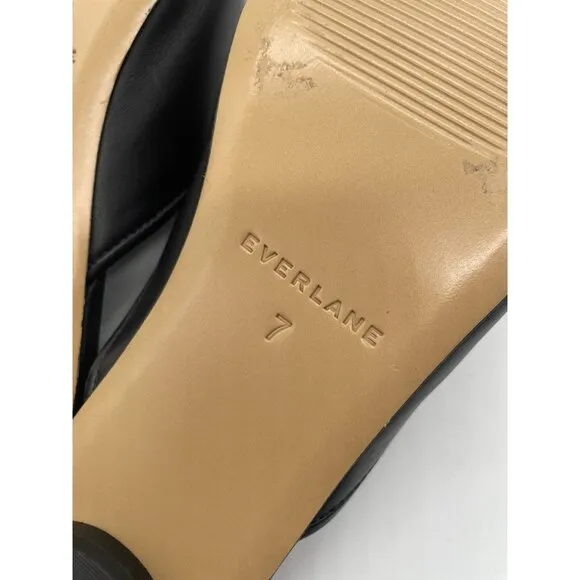 Everlane The Day Mule Womens 7 Slip On Flats Black Leather Slides Minimalist