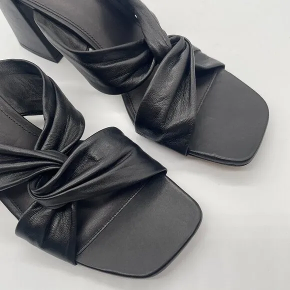Everlane The Day Twist Heel Womens 10.5 Slip On Black Leather Block Heel Mule