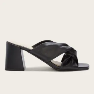 Everlane The Day Twist Heel Womens 10.5 Slip On Black Leather Block Heel Mule