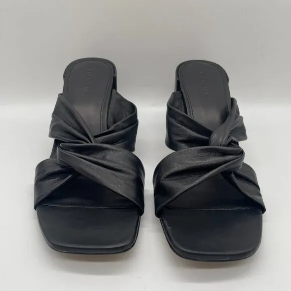 Everlane The Day Twist Heel Womens 10.5 Slip On Black Leather Block Heel Mule