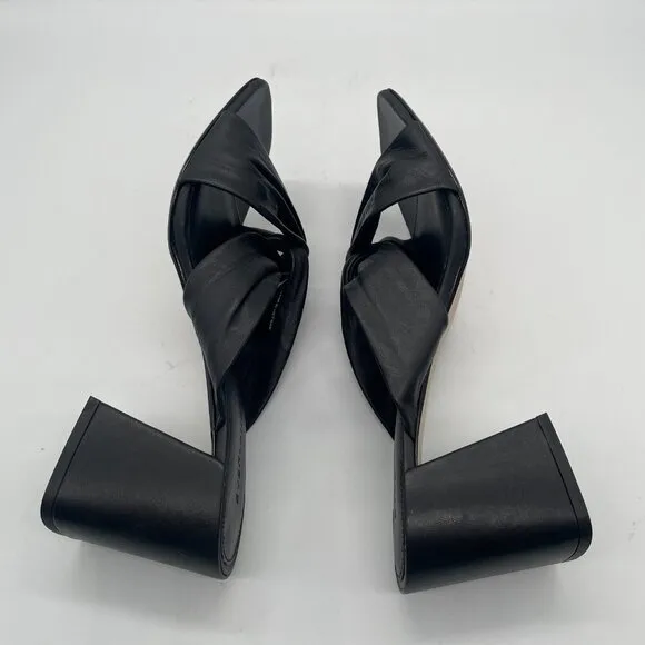 Everlane The Day Twist Heel Womens 10.5 Slip On Black Leather Block Heel Mule