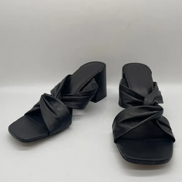 Everlane The Day Twist Heel Womens 10.5 Slip On Black Leather Block Heel Mule