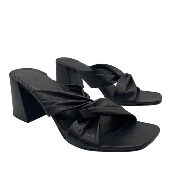 Everlane The Day Twist Heel Womens 10.5 Slip On Black Leather Block Heel Mule
