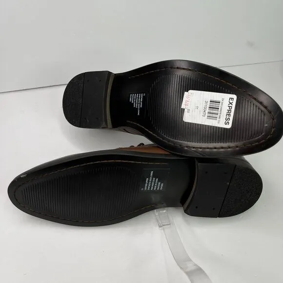 Express Men’s Polish Casual Leather Dress Shoes Brown Size 11 #542