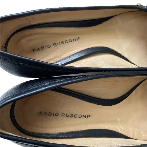 Fabio Rusconi Black Moccasin Heels size 7.5