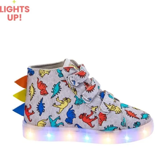 FabKids Boys Light-up 3D Dinosaur Hightop Sneakers NWOB Sale