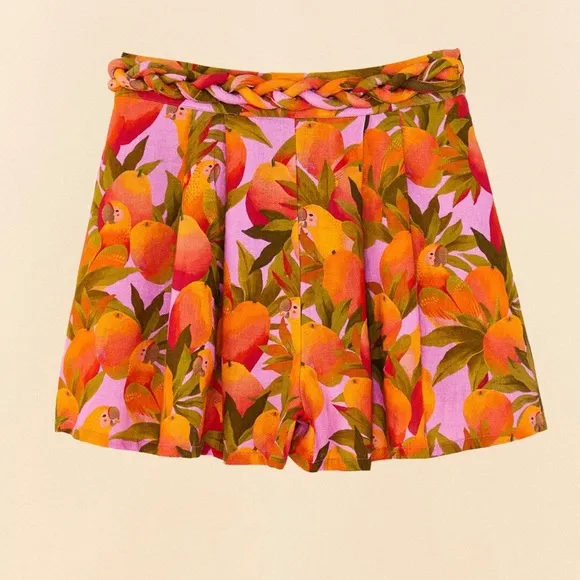 Farm Rio Lilac Mango Macaws shorts