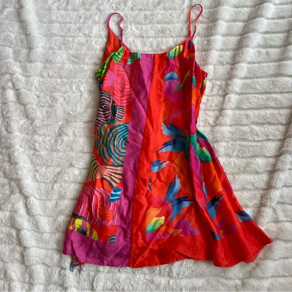 FARM RIO Mixed Ombre Chita  Lenzing Ecovero Viscose Scarf Mini Dress Sz M NWOT