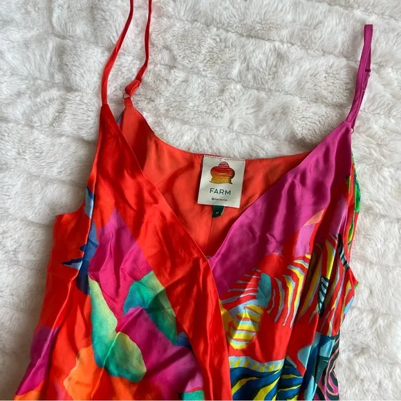 FARM RIO Mixed Ombre Chita  Lenzing Ecovero Viscose Scarf Mini Dress Sz M NWOT