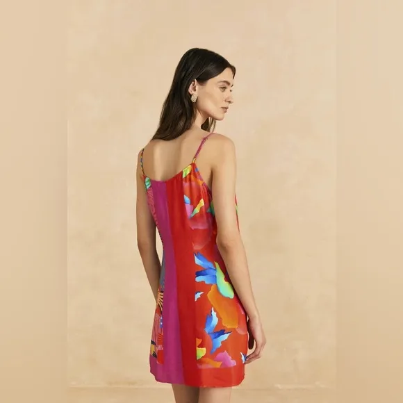 FARM RIO Mixed Ombre Chita  Lenzing Ecovero Viscose Scarf Mini Dress Sz M NWOT