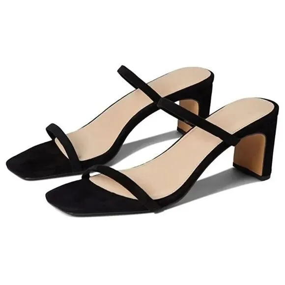 Faryl By Farylrobin Analisa Sandals Women's US 13 Black Suede Square Toe ZPO394
