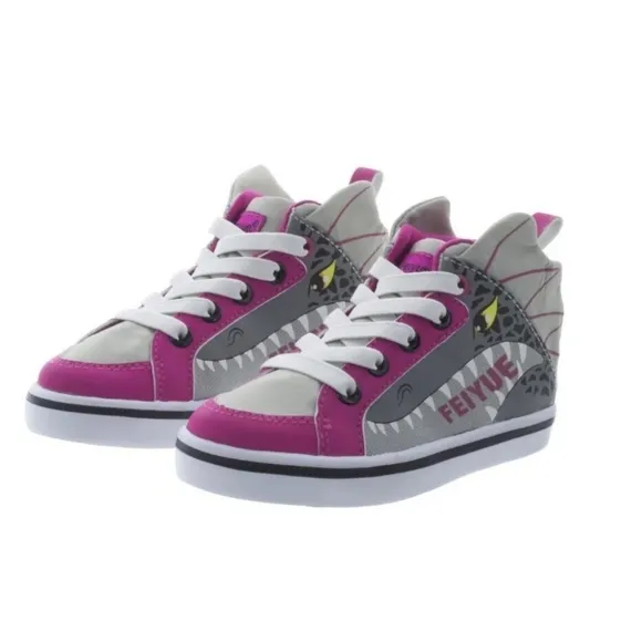 Feiyue Delta Mid Animal (Dragon)‎ Grey/Fuchsia Hi Top Sneakers Kids Youth NIB