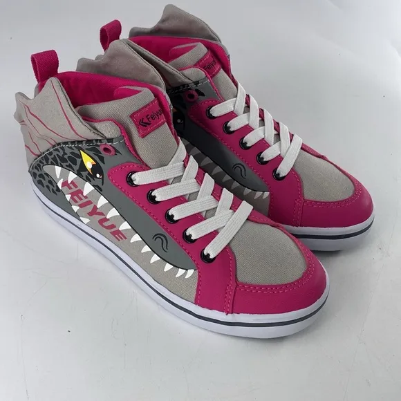 Feiyue Delta Mid Animal (Dragon)‎ Grey/Fuchsia Hi Top Sneakers Kids Youth NIB
