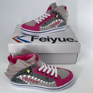 Feiyue Delta Mid Animal (Dragon)‎ Grey/Fuchsia Hi Top Sneakers Kids Youth NIB