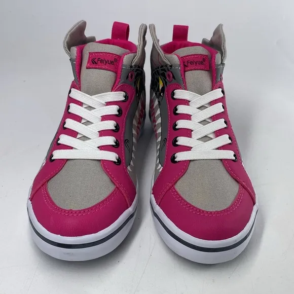 Feiyue Delta Mid Animal (Dragon)‎ Grey/Fuchsia Hi Top Sneakers Kids Youth NIB