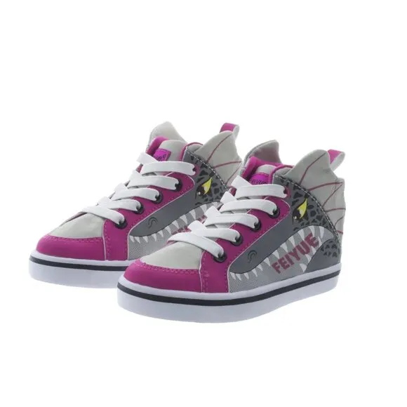 Feiyue Delta Mid Animal (Dragon)‎ Grey/Fuchsia Hi Top Sneakers Kids Youth NIB