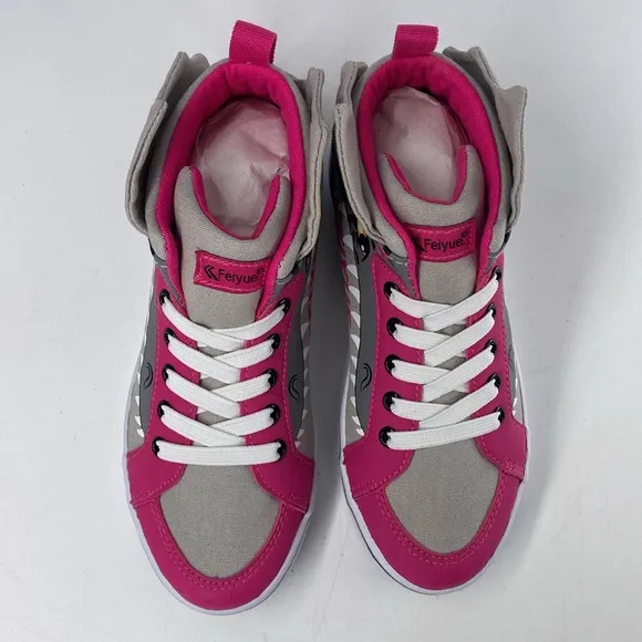 Feiyue Delta Mid Animal (Dragon)‎ Grey/Fuchsia Hi Top Sneakers Kids Youth NIB