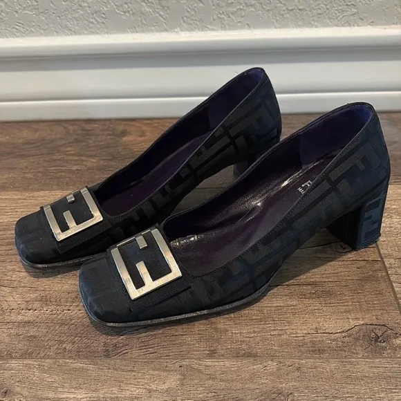 FENDI 35.5 Zucca Block Heels Shoes