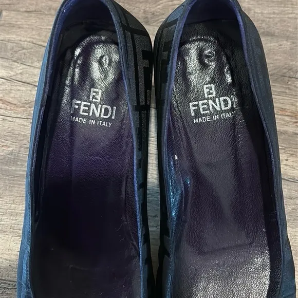 FENDI 35.5 Zucca Block Heels Shoes