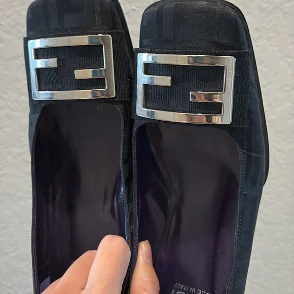 FENDI 35.5 Zucca Block Heels Shoes