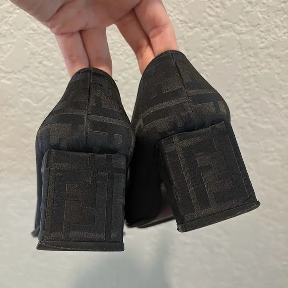 FENDI 35.5 Zucca Block Heels Shoes