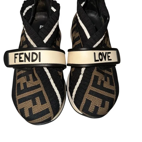 Fendi Black and Brown FF Logo Sock Sneakers - Kids Unisex - Size EU 27