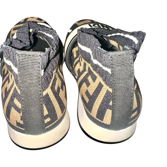 Fendi Black and Brown FF Logo Sock Sneakers - Kids Unisex - Size EU 27