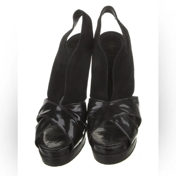 FENDI Black Peep Toe Slingback Heels-fit like 7.5 or 8