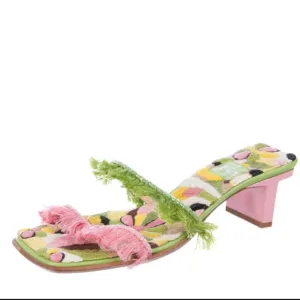 FENDI Fringe Slide Sandals 9.5 Made in Italy 🇮🇹