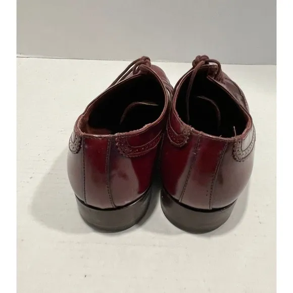Ferre Gianni Men Wingtip Brogue Oxford Dress Shoes Size 8.5 Burgundy Red Leather
