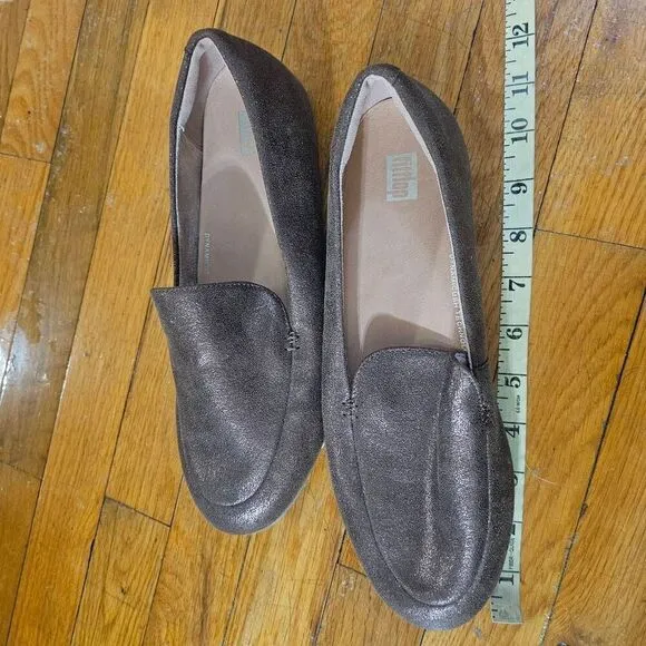 Fitflop Lena Metallic Bronze  Leather Loafers Size 9 EU 41