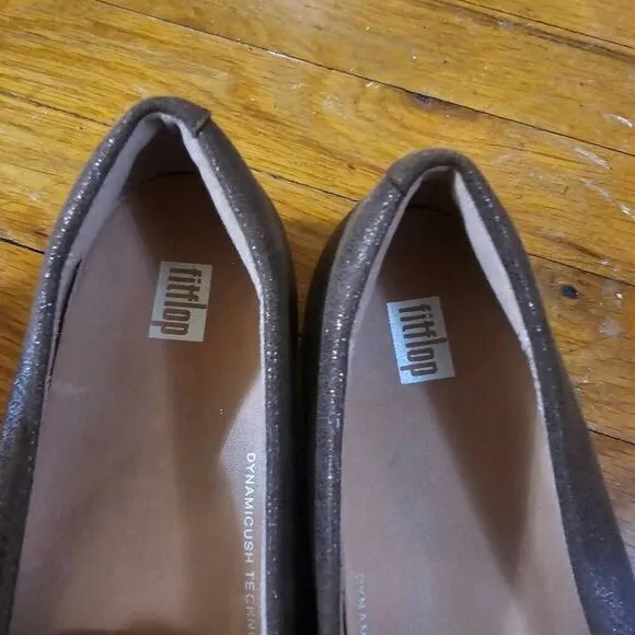 Fitflop Lena Metallic Bronze  Leather Loafers Size 9 EU 41