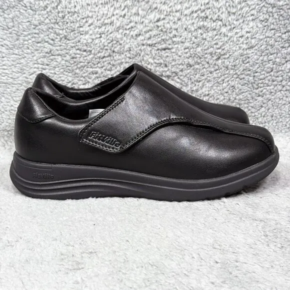 FitVille EasyTop Deluxe Womens Size 8.5 Wide Dress Shoes Jet Black Diabetic