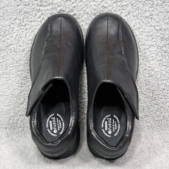 FitVille EasyTop Deluxe Womens Size 8.5 Wide Dress Shoes Jet Black Diabetic