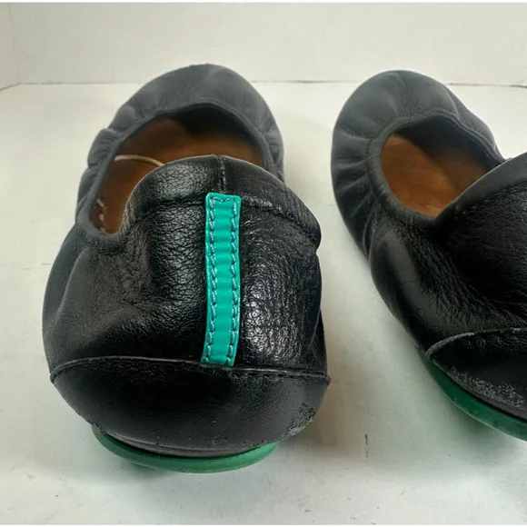 *Flawed* Tieks Black Ballet Flats Leather Slip On Shoes Women's Size 10