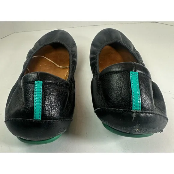 *Flawed* Tieks Black Ballet Flats Leather Slip On Shoes Women's Size 10