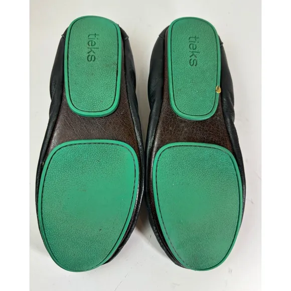 *Flawed* Tieks Black Ballet Flats Leather Slip On Shoes Women's Size 10