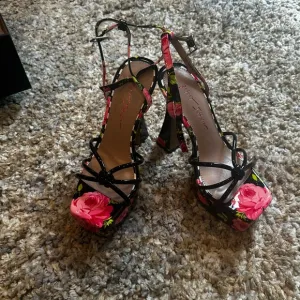 Floral Black and Pink Women's Heels