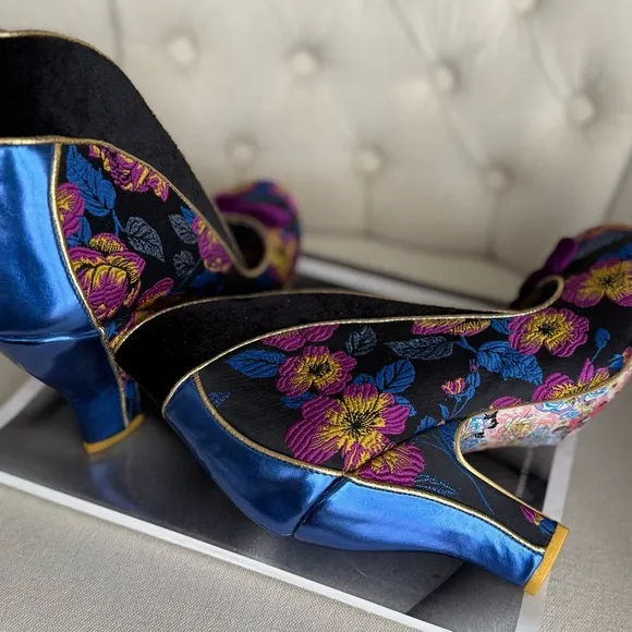 Floral Velvet Women's Shoes unique Victorian heels